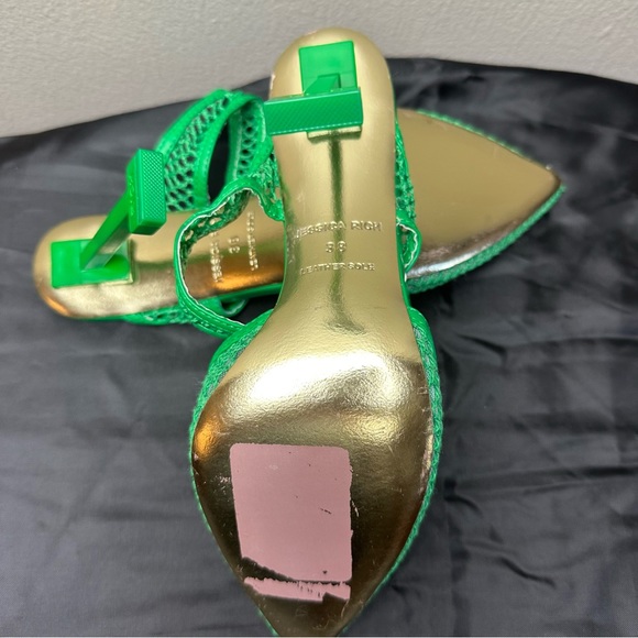 Jessica Rich Green Ysabelle Fishnet Pointed Toe Pump Sz 38- US 7.5 - Picture 5 of 7